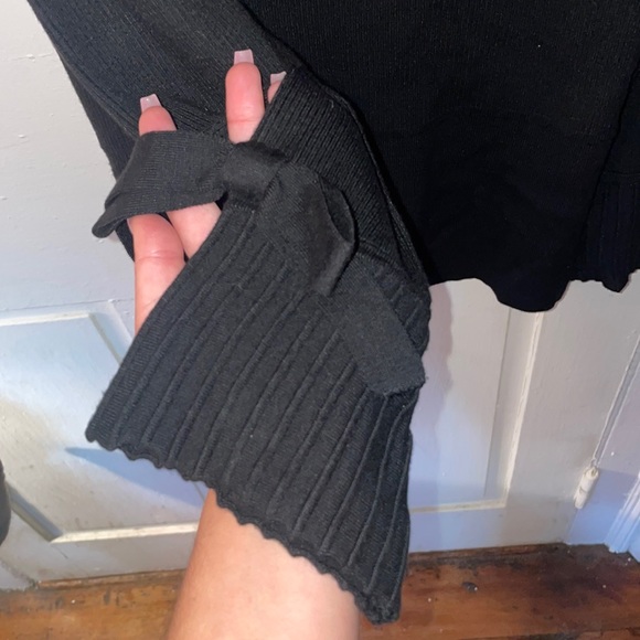 Off the shoulder black sweater with bow sleeve detail - Picture 3 of 5